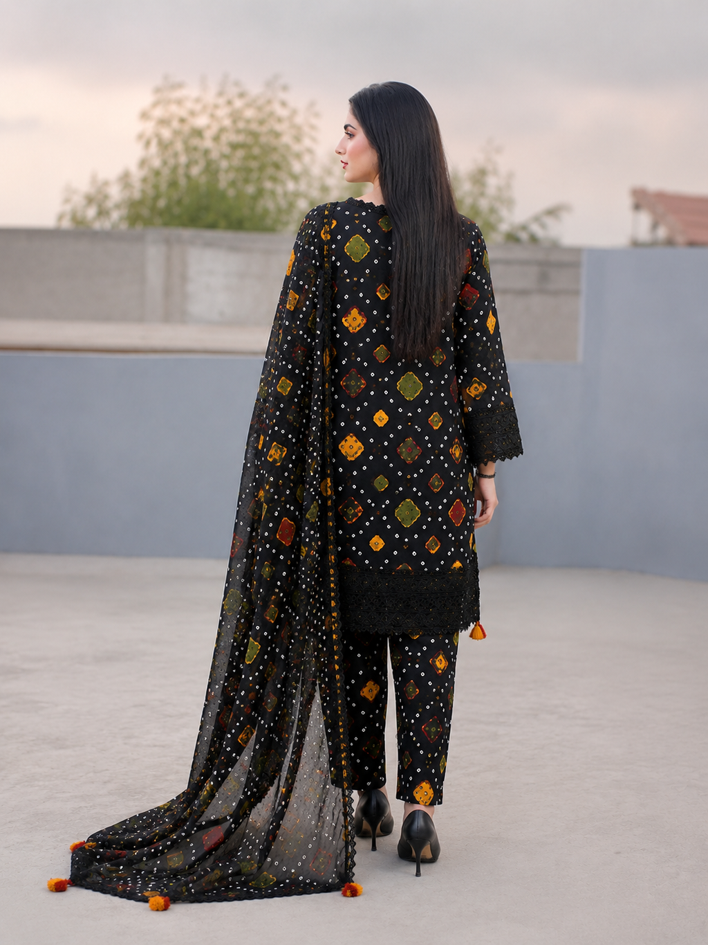 3 Piece Printed Lawn Suit with Dupatta for Women 1035