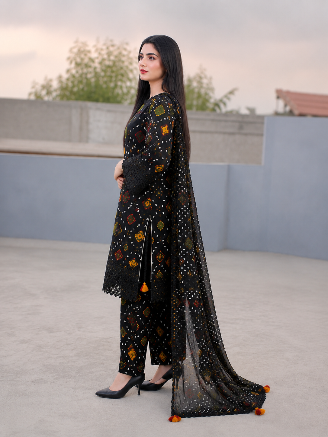 3 Piece Printed Lawn Suit with Dupatta for Women 1035