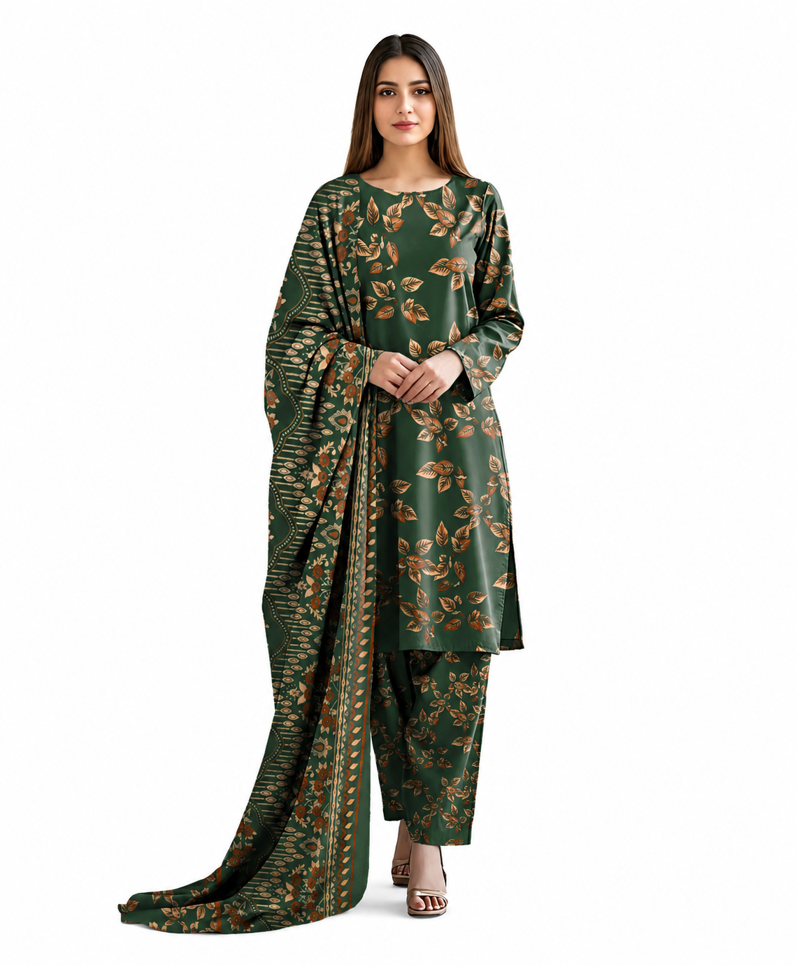 3 Piece Printed Lawn Suit with Dupatta for Women 1003