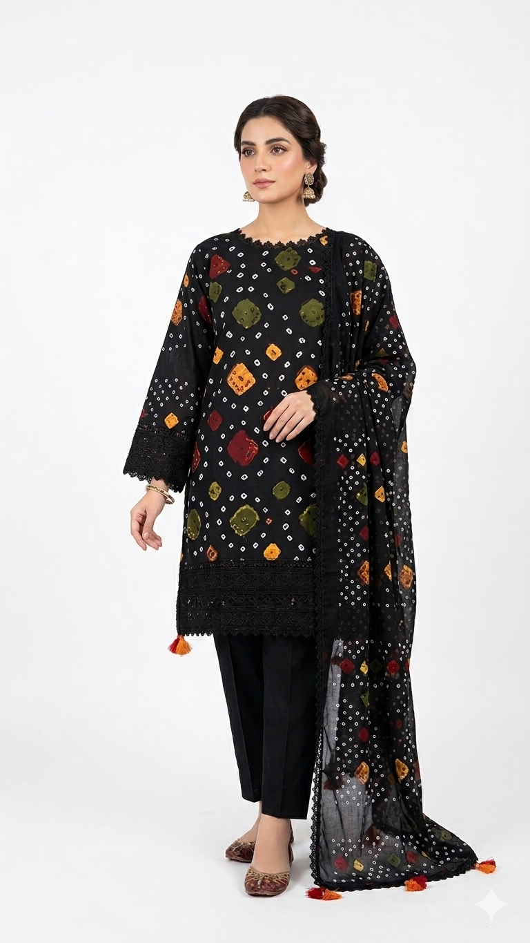 3 Piece Printed Lawn Suit with Dupatta for Women 1035