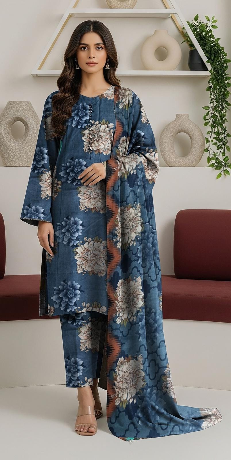 3 Piece Printed Lawn Suit with Dupatta for Women 1031