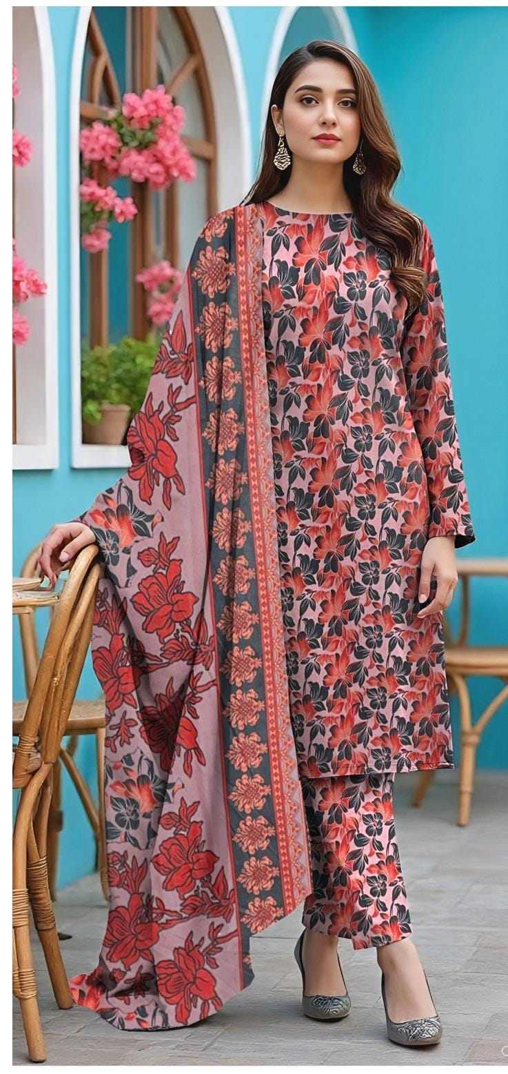 3 Piece Printed Lawn Suit with Dupatta for Women 1032