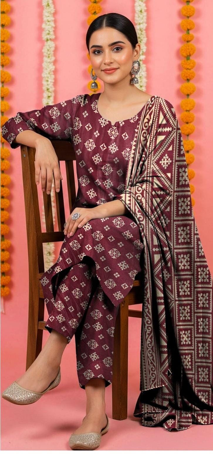3 Piece Printed Lawn Suit with Dupatta for Women 1033
