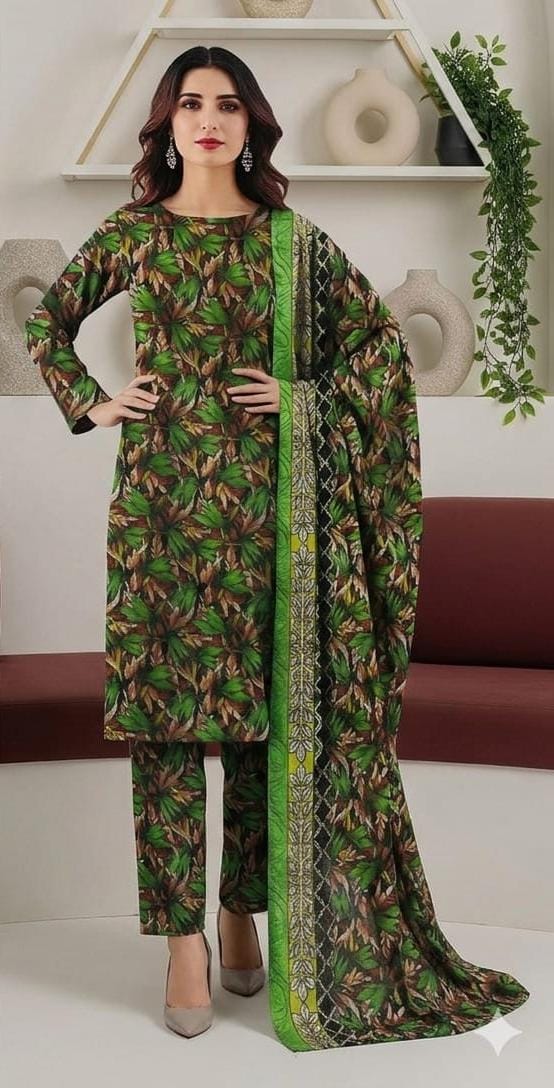 3 Piece Printed Lawn Suit with Dupatta for Women 1023