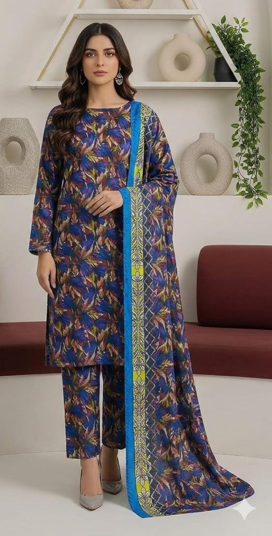 3 Piece Printed Lawn Suit with Dupatta for Women 1024
