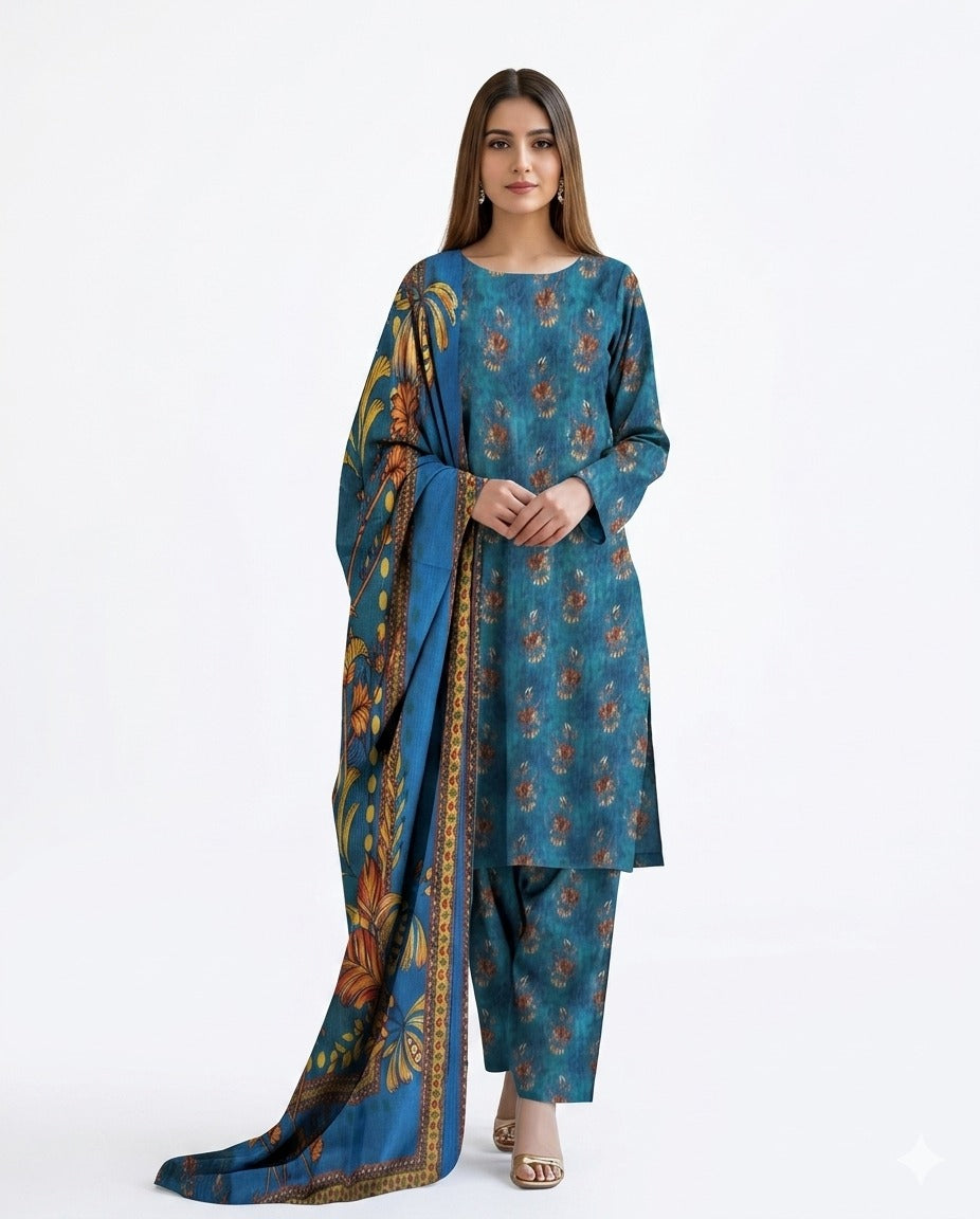 Floral 3-Piece Lawn Suit – Elegant Summer Wear 1009