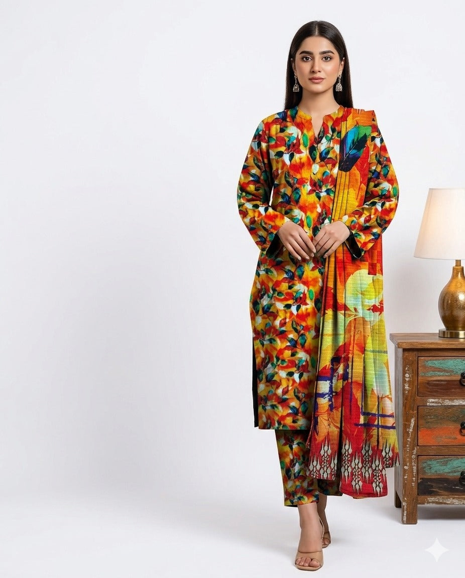 Floral 3-Piece Lawn Suit – Elegant Summer Wear 1005