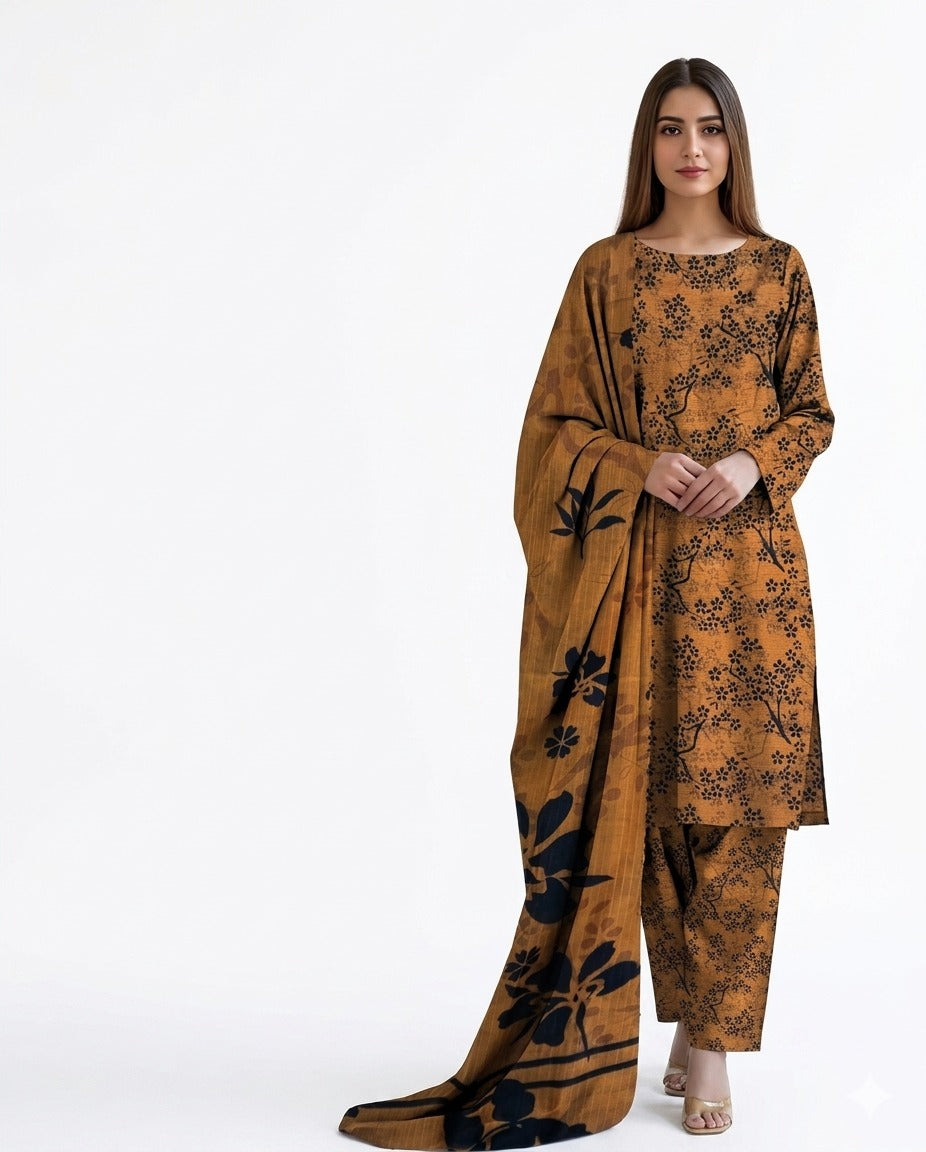 Floral 3-Piece Lawn Suit – Elegant Summer Wear 1012