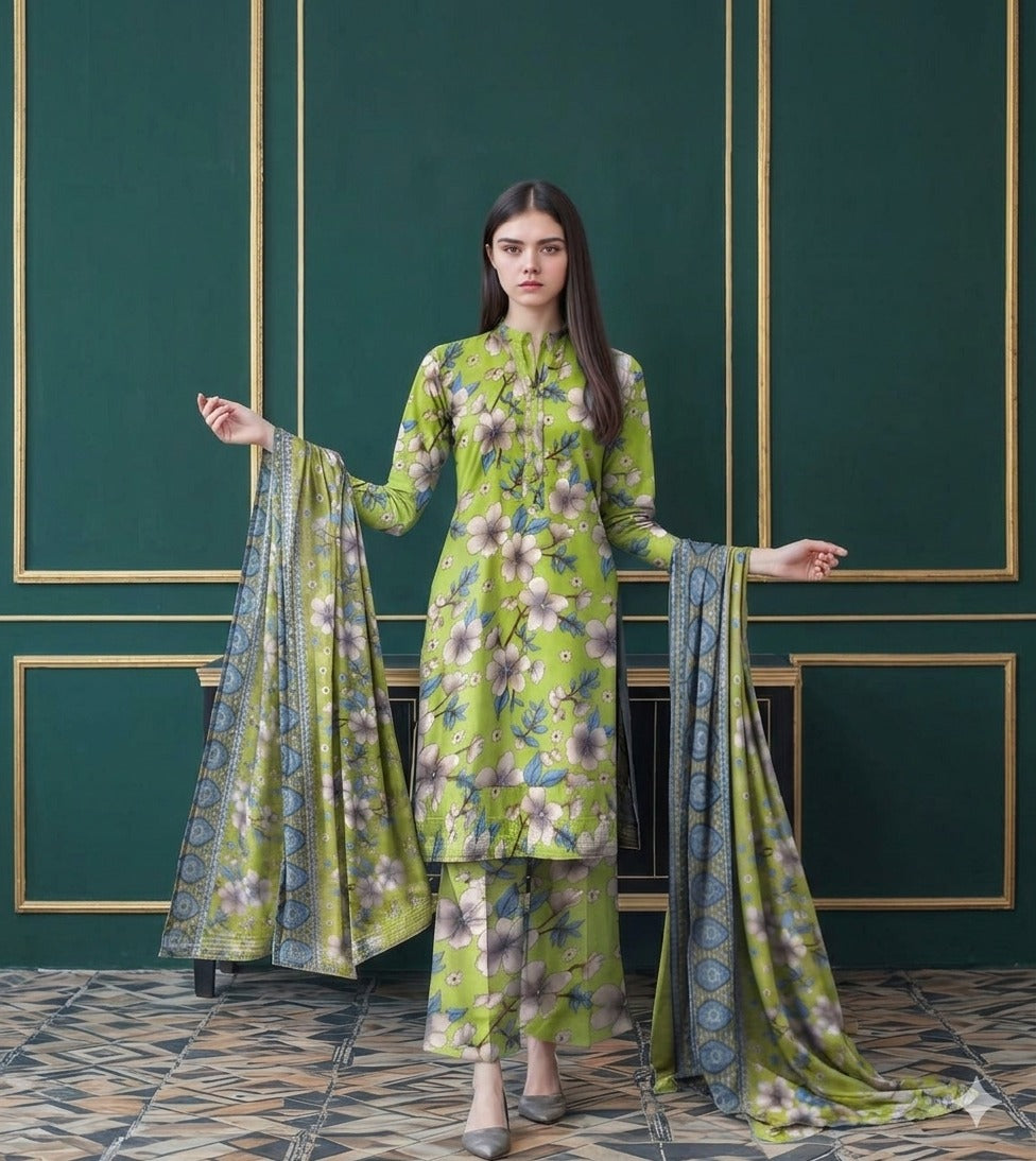 3 Piece Printed Lawn Suit with Dupatta for Women 1015