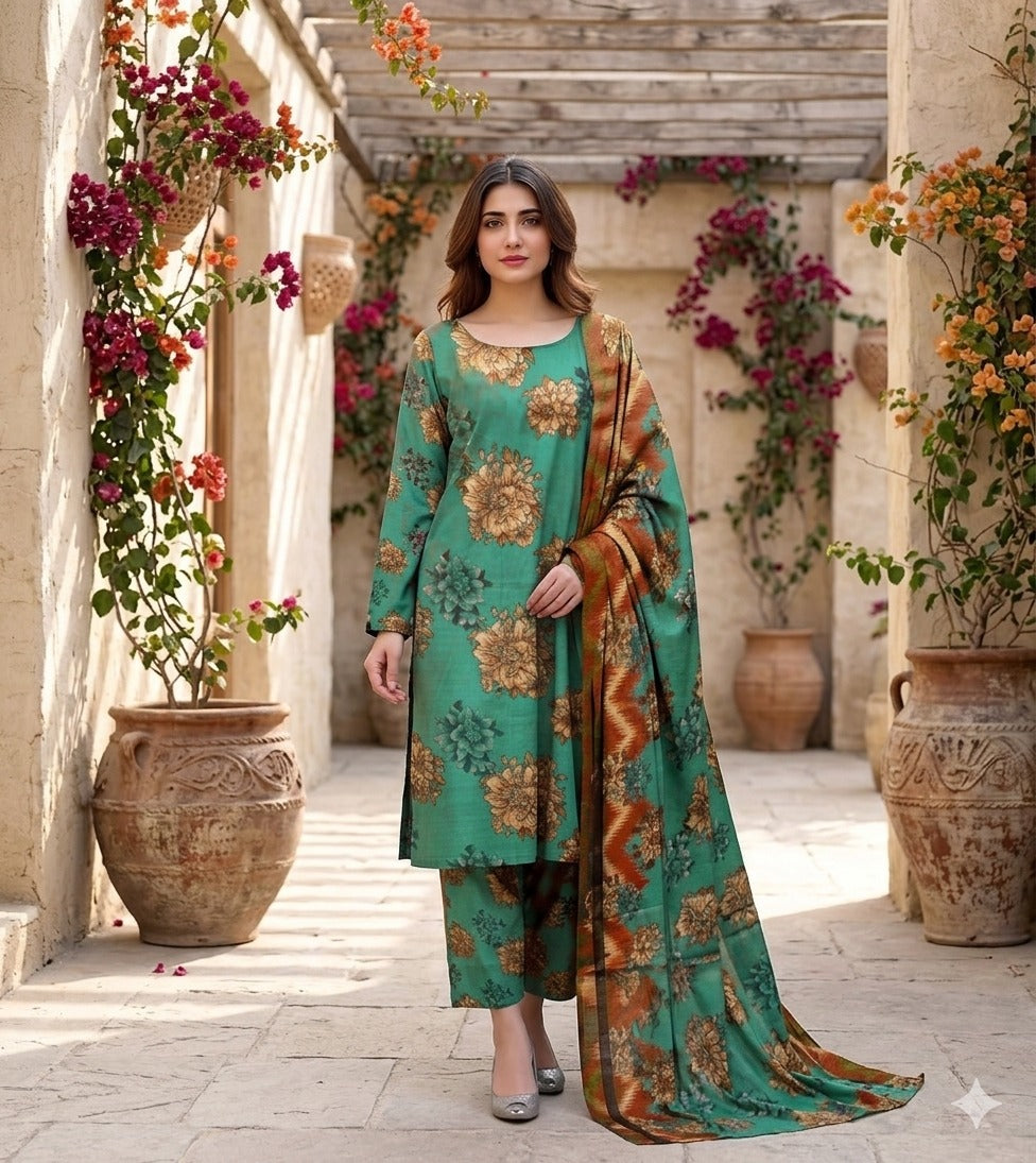 3 Piece Printed Lawn Suit with Dupatta for Women 1005