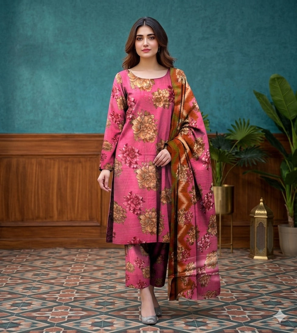 3 Piece Printed Lawn Suit with Dupatta for Women 1004